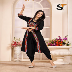 Rayon Mirror Work Navratri 3-Piece Dhoti Set